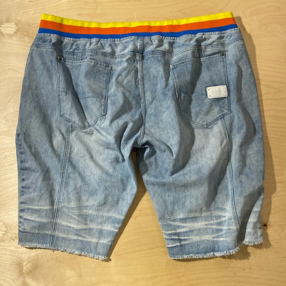Born Fly Stylish Distressed Denim Shorts with Colorful Waistband 46 (OV) - Picture 9 of 10